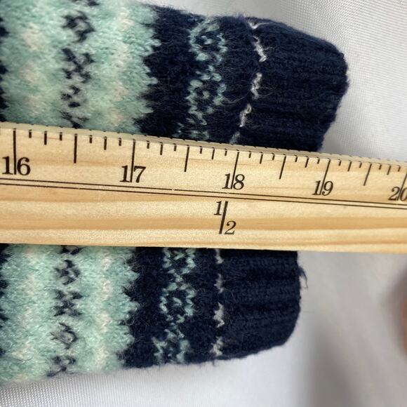 Talbots Fair Isle Long Cardigan Sweater Women S Blue Green Striped Open Front - Picture 9 of 10